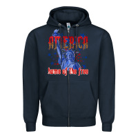 Navy America home of the free Zipper Hoodie - texasbilliewilder