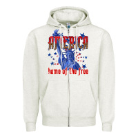 Oatmeal Heather America home of the free Zipper Hoodie - texasbilliewilder