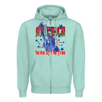 Seafoam America home of the free Zipper Hoodie - texasbilliewilder