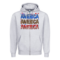 Heather Grey America america america fourth of july Zipper Hoodie - texasbilliewilder