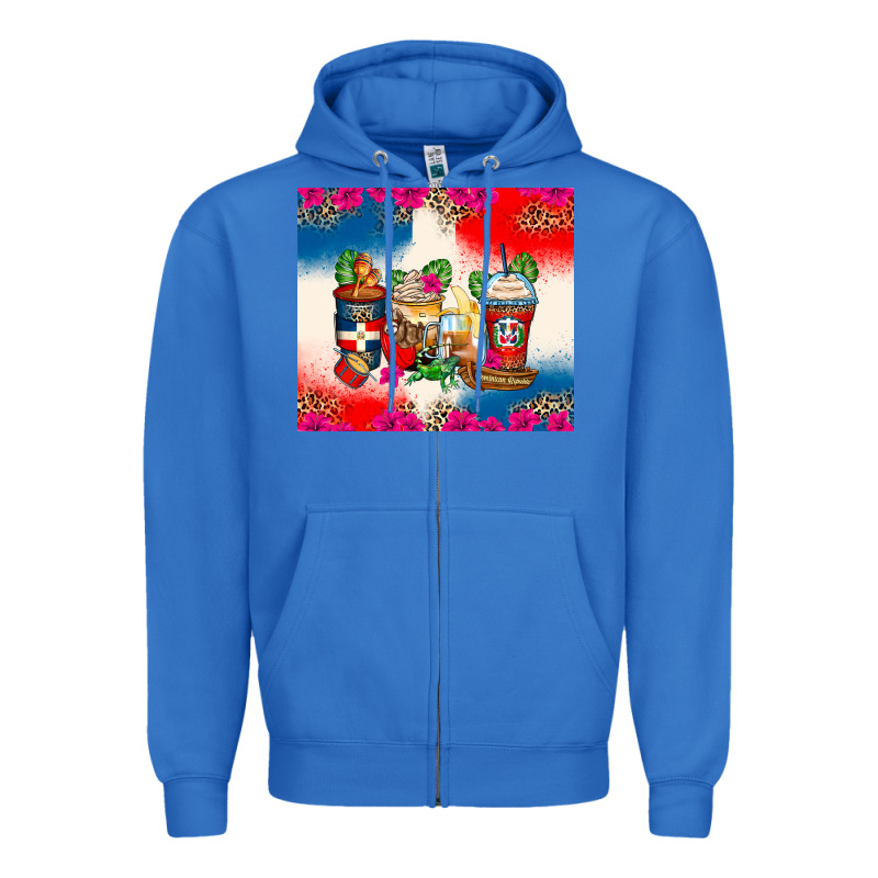 Dominican Republic Coffee Cups Zipper Hoodie by Zillion Design Studio | Teevron