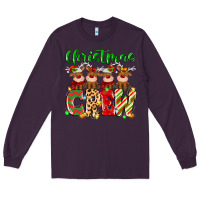 Plum christmas crew  deer Long Sleeve Tee - MaliasSmallBusiness