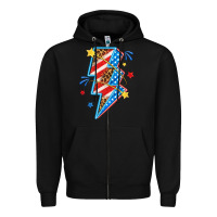 Black America lightning bolt Zipper Hoodie - texasbilliewilder