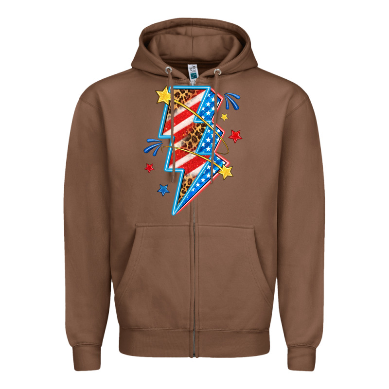 America Lightning Bolt Zipper Hoodie by texasbilliewilder | Teevron