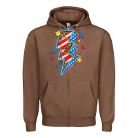 Chestnut America lightning bolt Zipper Hoodie - texasbilliewilder