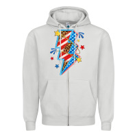 Dove Grey America lightning bolt Zipper Hoodie - texasbilliewilder