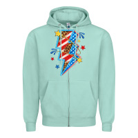 Seafoam America lightning bolt Zipper Hoodie - texasbilliewilder