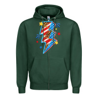 Sports Green America lightning bolt Zipper Hoodie - texasbilliewilder