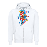 White America lightning bolt Zipper Hoodie - texasbilliewilder