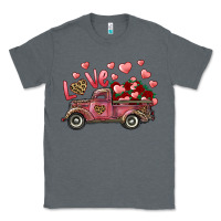 Charcoal Heather Love Truck With Roses And Leopard Classic Tee - RanaPortraitStore