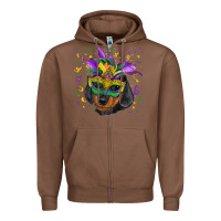 Chestnut mardi gras mask dachshund puppy Zipper Hoodie - RanaPortraitStore