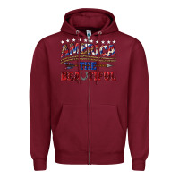 Burgundy America the beautiful Zipper Hoodie - texasbilliewilder