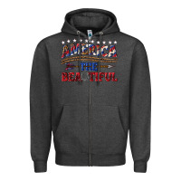 Charcoal Heather America the beautiful Zipper Hoodie - texasbilliewilder