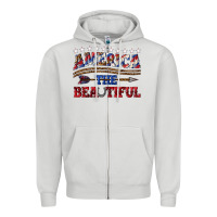 Dove Grey America the beautiful Zipper Hoodie - texasbilliewilder