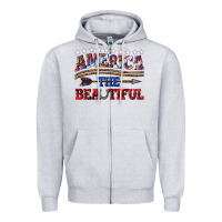 Heather Grey America the beautiful Zipper Hoodie - texasbilliewilder