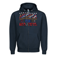 Navy America the beautiful Zipper Hoodie - texasbilliewilder