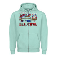 Seafoam America the beautiful Zipper Hoodie - texasbilliewilder