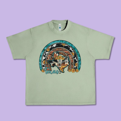 Texas Map Sunflower Leopard Cowhide Aztec Turquoise Gemstone Rainbow Urban Heavy Tee Designed By Artiststas