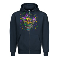 Navy mardi gras mask french bulldog Zipper Hoodie - RanaPortraitStore