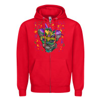 Red mardi gras mask french bulldog Zipper Hoodie - RanaPortraitStore
