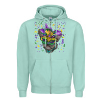 Seafoam mardi gras mask french bulldog Zipper Hoodie - RanaPortraitStore
