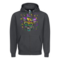 Smoke mardi gras mask french bulldog Zipper Hoodie - RanaPortraitStore