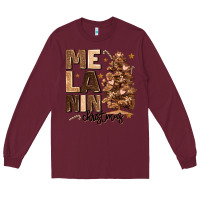 Burgundy melanin christmas with christmas tree Long Sleeve Tee - MaliasSmallBusiness