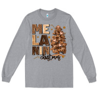 Heather Grey melanin christmas with christmas tree Long Sleeve Tee - MaliasSmallBusiness