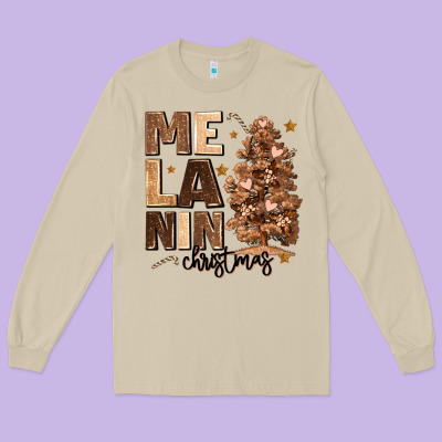 Long Sleeve Tee melanin christmas with christmas tree