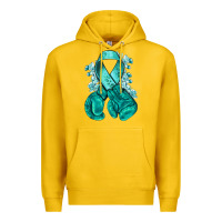 Lemon teal ribbon with boxing gloves Premium Hoodie - NancyCooperArtShop