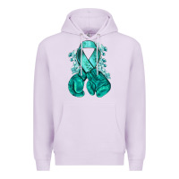 Lilac teal ribbon with boxing gloves Premium Hoodie - NancyCooperArtShop