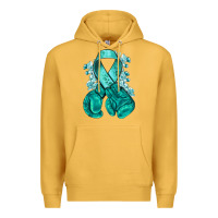 Mustard teal ribbon with boxing gloves Premium Hoodie - NancyCooperArtShop