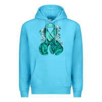 Teal Ribbon With Boxing Gloves Premium Hoodie | Teevron