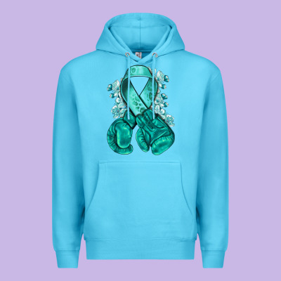 Teal Ribbon With Boxing Gloves Premium Hoodie Designed By Nancycooperartshop