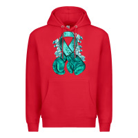 Red teal ribbon with boxing gloves Premium Hoodie - NancyCooperArtShop