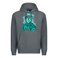 Rock teal ribbon with boxing gloves Premium Hoodie - NancyCooperArtShop