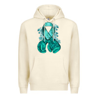 Sandshell teal ribbon with boxing gloves Premium Hoodie - NancyCooperArtShop