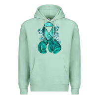 Seafoam teal ribbon with boxing gloves Premium Hoodie - NancyCooperArtShop