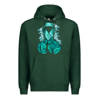 Sports Green teal ribbon with boxing gloves Premium Hoodie - NancyCooperArtShop