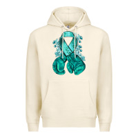 Tofu teal ribbon with boxing gloves Premium Hoodie - NancyCooperArtShop