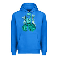 True Royal teal ribbon with boxing gloves Premium Hoodie - NancyCooperArtShop