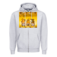 Heather Grey bumble bee gnomes Zipper Hoodie - Zillion Design Studio