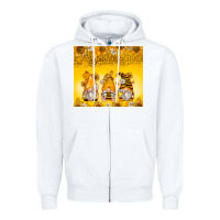 White bumble bee gnomes Zipper Hoodie - Zillion Design Studio