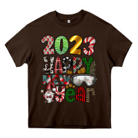 Chocolate Brown 2023 Happy New Year Heavy Core Tee - CowhideDigitalArt