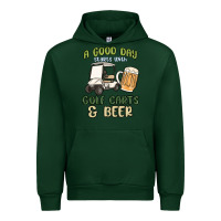 Forest Green a god day starts with golf carts and beer Urban Hoodie - MaliasSmallBusiness