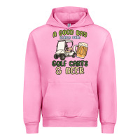 Fuchsia Pink a god day starts with golf carts and beer Urban Hoodie - MaliasSmallBusiness