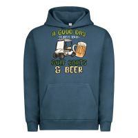 Pigment Midnight Navy a god day starts with golf carts and beer Urban Hoodie - MaliasSmallBusiness