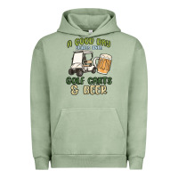 Pigment Oil Green a god day starts with golf carts and beer Urban Hoodie - MaliasSmallBusiness