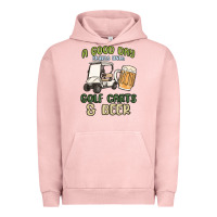 Pigment Salmon a god day starts with golf carts and beer Urban Hoodie - MaliasSmallBusiness
