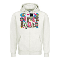 Oatmeal Heather office squad Zipper Hoodie - Zillion Design Studio